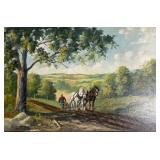 Joseph Bernard, Plowing the Fields, Oil on board