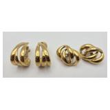 2 Pair 1960's Napier Gold Tone Earrings