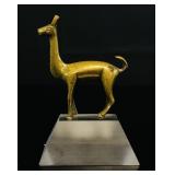 Vintage Brass Alpaca on Lucite Museum Mount