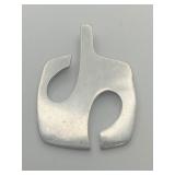 Modernist Israel 925 Silver Abstract Chai Pendant
