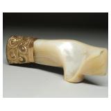 Solid Carved Mother of Pearl Umbrella Handle c1890
