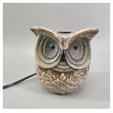 Mid-Century Glazed Ceramic Owl Electric Lamp