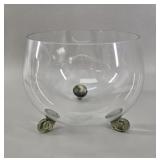 Krosno Poland Hand-Blown Crystal Tripod Bowl