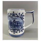 Delft Vintage Hand Decorated Beer Stein in Blue