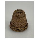 Antique Victorian Woven Straw Beehive Thimble Case