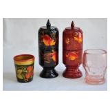 Set of 3 Hand Painted Wood Toothpick holders