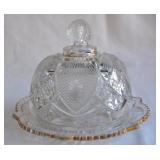 Antique EAPG Pressed Glass Butter Dish.