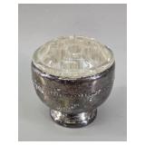 Viking Plate Silver-Plated Rose Bowl w Flower Frog