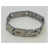 VTG Two-Tone Steel Geometric Link Bracelet