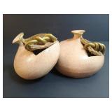 Post Modernist Studio Ceramic Gourd Form Vases