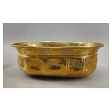Vintage Hammered Brass Oval Planter