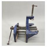 Cast Iron Blue Bench Vise vtg