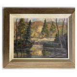 Signed F. Millington Lake Landscape Painting