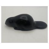 VTG Black Pearlite Stonecraft Beaver Sculpture