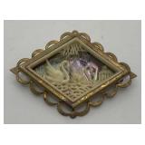 1960s Gold Tone Celluloid + Abalone Swab Brooch