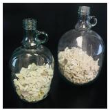 Pair of VTG Glass Finger Loop Jugs w Coral & Shell