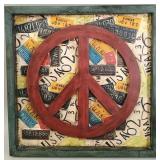 Peace Sign License Plate Collage Metal Wall Art