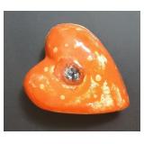 Artisan Textured Pottery Heart Rattle in Orange
