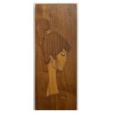 Mid-century, modern relief, portrait, solid teak