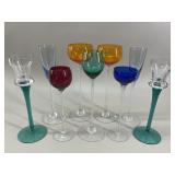 MCM Multi-Color Blown Glass Stemware & Candle