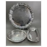 3 Silver Plated Trays VTG