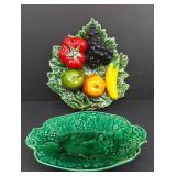 Vtg Kerangol 3D Fruits on Leaf Art Pottery Wall