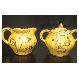 Arthur Wood Yellow & Gold Leaf Cream & Sugar