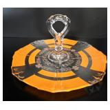 Art Deco Glass Handled Server vtg