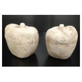 Pair of Hand-Cast Ceramic Apple Sculptures
