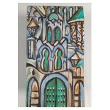 Mid-Century Abstract View of a Mosque on Plank