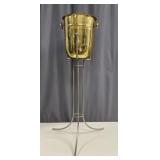 Mid-Century Brass Champagne Bucket & Stand
