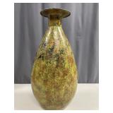 Vintage Rustic Olive Green Brown Metal Floor Vase