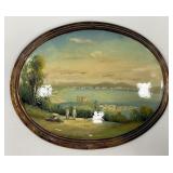 Victorian Papier-Mï¿½chï¿½ Coastal Landscape Plaque