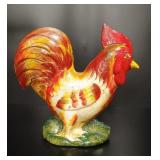 Vtg Large Hand Painted Cast Iron Rooster Doorstop