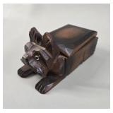 Black Forest Hand-Carved Scottie Trinket Box vtg