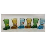 Set of 6 MCM Multi-Color Boot Shot Glasses