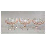 3 Pink Depression Glass Dessert Sherbets
