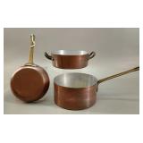 Set of Three French Copper & Brass Cookware