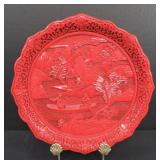 Vintage Chinese Carved Red Lacquer Cinnabar Art