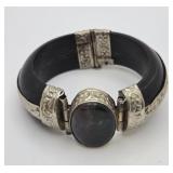 Middle Eastern Onyx & Mixed Metal Bangle