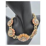 Floral Gold Tone Statement Necklace