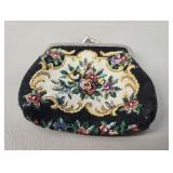 Petit Point Floral Coin Purse vtg