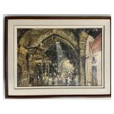 Mid-Century Abstract Exterior Scene, Signed