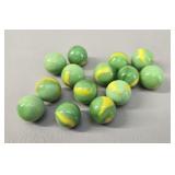 14 Pcs Vintage Marbles Green Yellow Patch