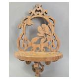 Ornate Hand-Carved Oak Wall Sconce