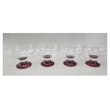 Set of 4 Mid-Century Ruby Base Dessert Coupes