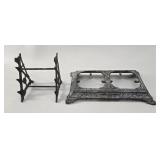 Cast Metal Inkwell Stand and Quill Pen Stand