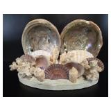 Vintage Shell Coral Abalone Display Lamp Base