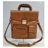 Vtg Bean Tan Leather Vertical Satchel