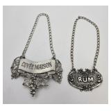 Silver-Tone Decanter Labels vtg